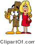 Illustration of a Cartoon Christian Cross Mascot Talking to a Pretty Blond Woman by Mascot Junction