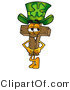 Illustration of a Cartoon Christian Cross Mascot Wearing a Saint Patricks Day Hat with a Clover on It by Mascot Junction