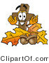 Illustration of a Cartoon Christian Cross Mascot with Autumn Leaves and Acorns in the Fall by Mascot Junction
