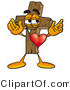 Illustration of a Cartoon Christian Cross Mascot with His Heart Beating out of His Chest by Mascot Junction