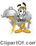 Illustration of a Cartoon Cloud Mascot Dressed As a Waiter and Holding a Serving Platter by Mascot Junction