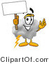 Illustration of a Cartoon Cloud Mascot Holding a Blank Sign by Mascot Junction