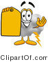 Illustration of a Cartoon Cloud Mascot Holding a Yellow Sales Price Tag by Mascot Junction