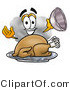 Illustration of a Cartoon Cloud Mascot Serving a Thanksgiving Turkey on a Platter by Mascot Junction