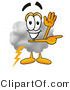 Illustration of a Cartoon Cloud Mascot Waving and Pointing by Mascot Junction