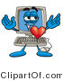 Illustration of a Cartoon Computer Mascot with His Heart Beating out of His Chest by Mascot Junction