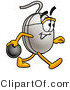 Illustration of a Cartoon Computer Mouse Mascot Holding a Bowling Ball by Mascot Junction