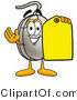 Illustration of a Cartoon Computer Mouse Mascot Holding a Yellow Sales Price Tag by Mascot Junction