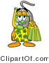 Illustration of a Cartoon Computer Mouse Mascot in Green and Yellow Snorkel Gear by Mascot Junction