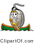 Illustration of a Cartoon Computer Mouse Mascot Rowing a Boat by Mascot Junction