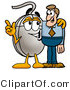 Illustration of a Cartoon Computer Mouse Mascot Talking to a Business Man by Mascot Junction