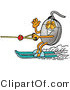 Illustration of a Cartoon Computer Mouse Mascot Waving While Water Skiing by Mascot Junction