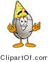 Illustration of a Cartoon Computer Mouse Mascot Wearing a Birthday Party Hat by Mascot Junction