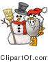 Illustration of a Cartoon Computer Mouse Mascot with a Snowman on Christmas by Mascot Junction