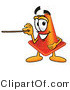 Illustration of a Cartoon Construction Safety Cone Mascot Holding a Pointer Stick by Mascot Junction
