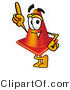 Illustration of a Cartoon Construction Safety Cone Mascot Pointing Upwards by Mascot Junction