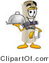 Illustration of a Cartoon Diploma Mascot Dressed As a Waiter and Holding a Serving Platter by Mascot Junction
