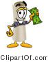 Illustration of a Cartoon Diploma Mascot Holding a Dollar Bill by Mascot Junction