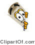Illustration of a Cartoon Diploma Mascot Peeking Around a Corner by Mascot Junction