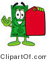 Illustration of a Cartoon Dollar Bill Mascot Holding a Red Sales Price Tag by Mascot Junction