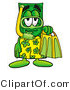 Illustration of a Cartoon Dollar Bill Mascot in Green and Yellow Snorkel Gear by Mascot Junction