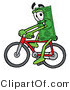 Illustration of a Cartoon Dollar Bill Mascot Riding a Bicycle by Mascot Junction