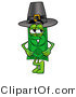 Illustration of a Cartoon Dollar Bill Mascot Wearing a Pilgrim Hat on Thanksgiving by Mascot Junction