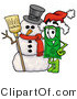 Illustration of a Cartoon Dollar Bill Mascot with a Snowman on Christmas by Mascot Junction
