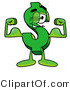 Illustration of a Cartoon Dollar Sign Mascot Flexing His Arm Muscles by Mascot Junction