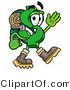 Illustration of a Cartoon Dollar Sign Mascot Hiking and Carrying a Backpack by Mascot Junction