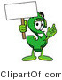 Illustration of a Cartoon Dollar Sign Mascot Holding a Blank Sign by Mascot Junction