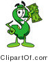 Illustration of a Cartoon Dollar Sign Mascot Holding a Dollar Bill by Mascot Junction