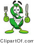 Illustration of a Cartoon Dollar Sign Mascot Holding a Knife and Fork by Mascot Junction