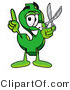Illustration of a Cartoon Dollar Sign Mascot Holding a Pair of Scissors by Mascot Junction