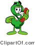 Illustration of a Cartoon Dollar Sign Mascot Holding a Telephone by Mascot Junction