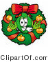 Illustration of a Cartoon Dollar Sign Mascot in the Center of a Christmas Wreath by Mascot Junction