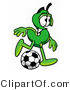 Illustration of a Cartoon Dollar Sign Mascot Kicking a Soccer Ball by Mascot Junction