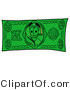 Illustration of a Cartoon Dollar Sign Mascot on a Dollar Bill by Mascot Junction