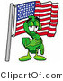Illustration of a Cartoon Dollar Sign Mascot Pledging Allegiance to an American Flag by Mascot Junction