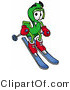 Illustration of a Cartoon Dollar Sign Mascot Skiing Downhill by Mascot Junction
