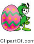 Illustration of a Cartoon Dollar Sign Mascot Standing Beside an Easter Egg by Mascot Junction