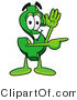 Illustration of a Cartoon Dollar Sign Mascot Waving and Pointing by Mascot Junction