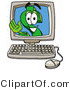 Illustration of a Cartoon Dollar Sign Mascot Waving from Inside a Computer Screen by Mascot Junction