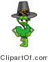 Illustration of a Cartoon Dollar Sign Mascot Wearing a Pilgrim Hat on Thanksgiving by Mascot Junction