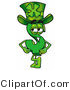 Illustration of a Cartoon Dollar Sign Mascot Wearing a Saint Patricks Day Hat with a Clover on It by Mascot Junction
