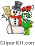 Illustration of a Cartoon Dollar Sign Mascot with a Snowman on Christmas by Mascot Junction