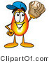 Illustration of a Cartoon Fire Droplet Mascot Catching a Baseball with a Glove by Mascot Junction