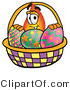 Illustration of a Cartoon Fire Droplet Mascot in an Easter Basket Full of Decorated Easter Eggs by Mascot Junction