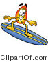 Illustration of a Cartoon Fire Droplet Mascot Surfing on a Blue and Yellow Surfboard by Mascot Junction