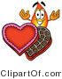 Illustration of a Cartoon Fire Droplet Mascot with an Open Box of Valentines Day Chocolate Candies by Mascot Junction